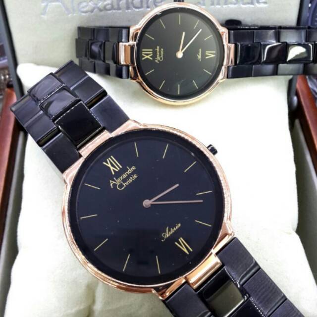 Alexandre Christie 8480 Couple Black Rose Gold