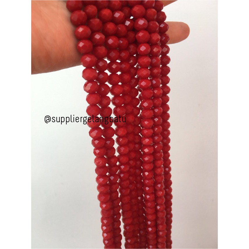 Crystal Ceko Doff 8mm MERAH MAROON beads manik donat rondelle grosir aksesoris kristal bakpao bapao