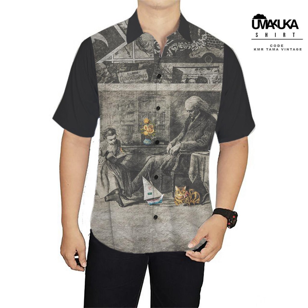 KEMEJA LENGAN PENDEK PRINTING PRIA ORIGINAL UMAKUKA - KMR TAMA VINTAGE