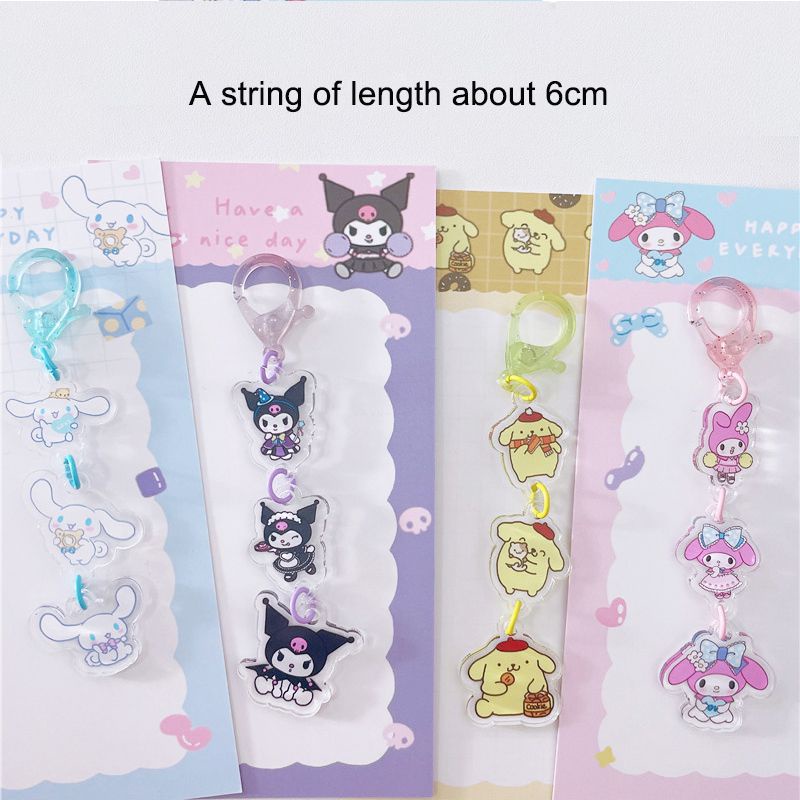 Sanrio Cute Cartoon Acrylic Keychain Kuromi Melody Keyring Bag Pendant Girl Gift