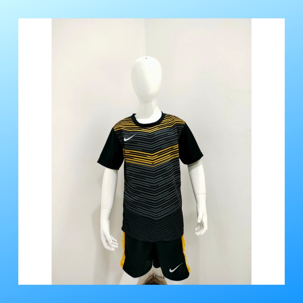 Kaos futsal anak laki-laki ST.NK155 hitam jersey sepak bola baju celana setelan jersy perempuan stelan t-shirt custom outfit seragam kostum olahraga casual print suit pakaian jarsey oblong apparel sport jersi soccer