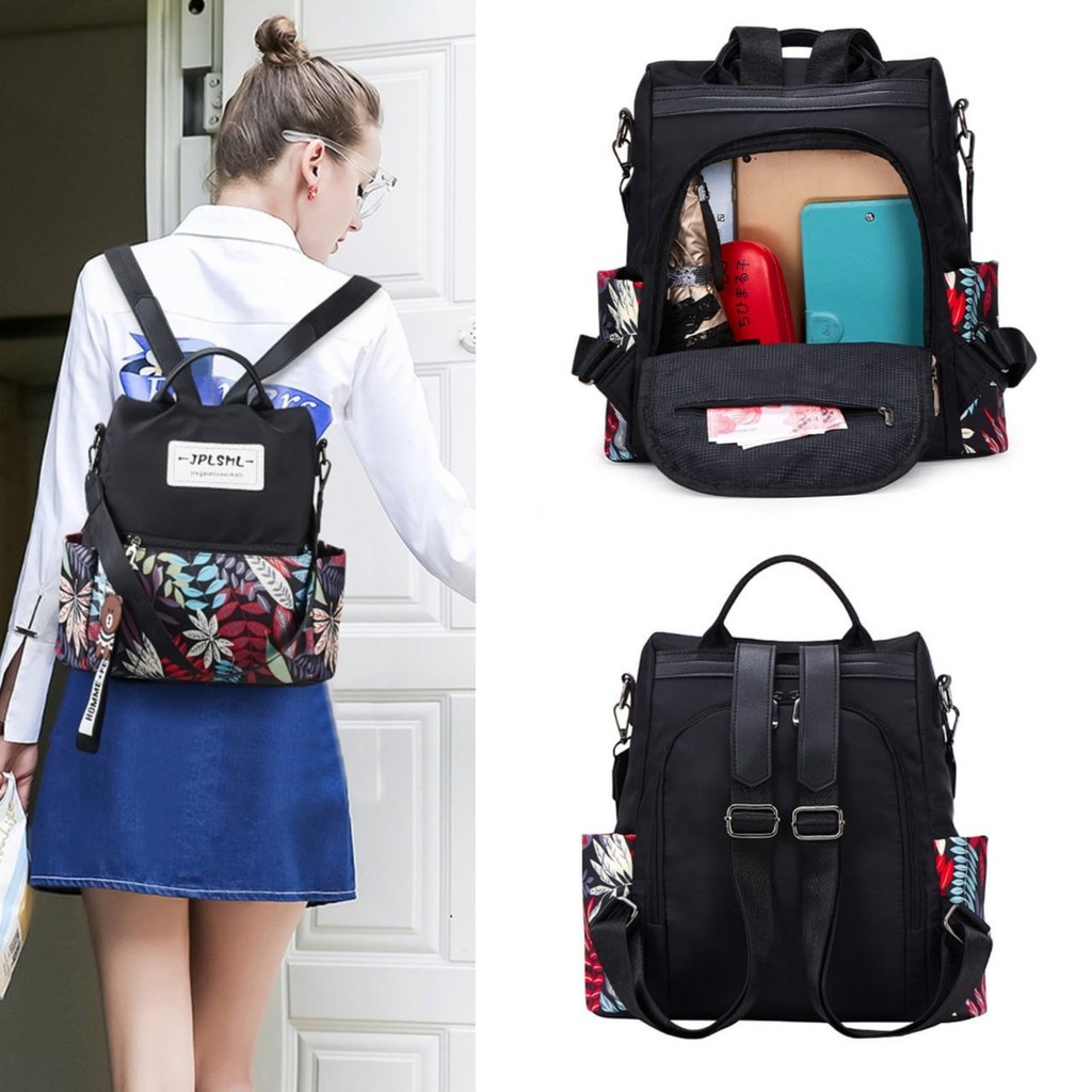 TAS RANSEL WANITA IMPORT KOREA HITAM TA426B5 ELAINE SEKOLAH BACKPACK GENDONG PUNGGUNG KULIAH KERJA BRANDED BATAM PREMIUM ANTI AIR