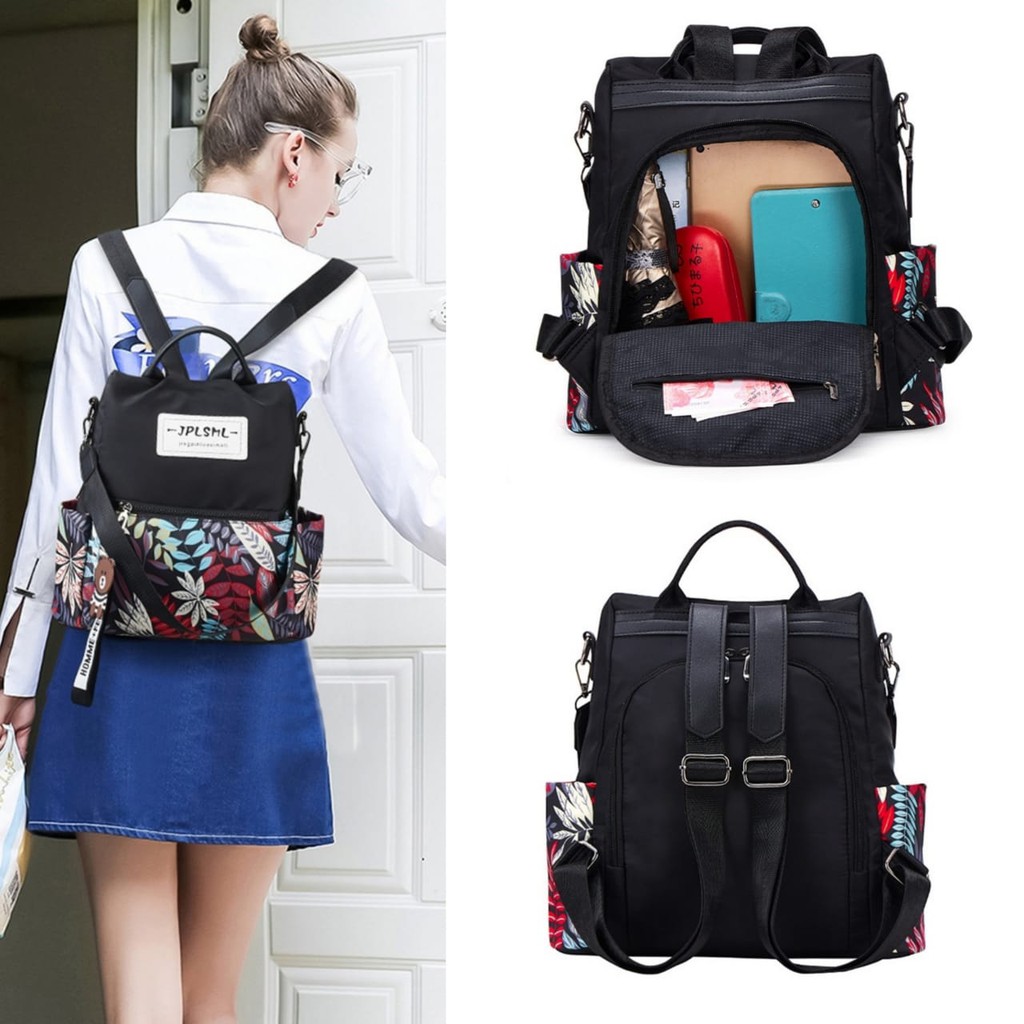 TAS RANSEL WANITA IMPORT KOREA HITAM TA426B5 ELAINE SEKOLAH BACKPACK GENDONG PUNGGUNG KULIAH KERJA BRANDED BATAM PREMIUM ANTI AIR