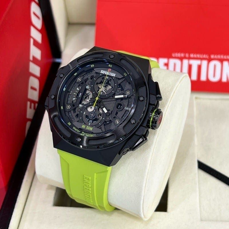 Jam Tangan Expedition E 6818 Pria / E6818 M Black Green Original