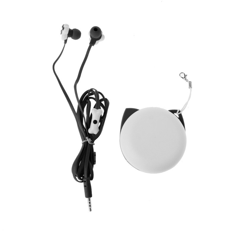 Cre Case Earphone In-Ear Stereo 3.5mm Desain Kucing Lucu Dengan Mic Untuk Anak Perempuan