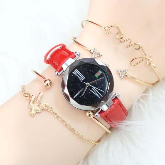 GUCCI KULIT + 4 GELANG (ADA 5 WARNA) - I RED