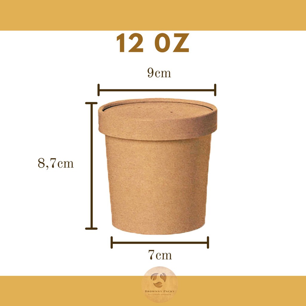 

Paper Bowl Brown Soup 12 oz + Tutup (25pcs) / Brown Kraft Paper Soup / Brown Kraft Paper Cup