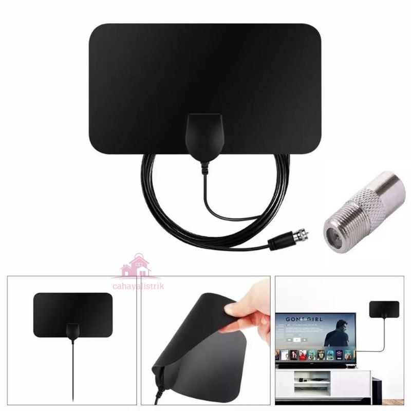 Antena Tv Digital Indoor Penguat Sinyal DVB-T2 4K Kabel 3 Meter