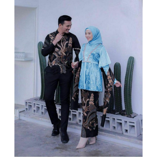 COUPLE DEVINDA 2 SETELAN BATIK SARIMBIT PASANGAN SERAGAM PESTA KONDANGAN BROKAT TILLE KEMEJA BATIK P