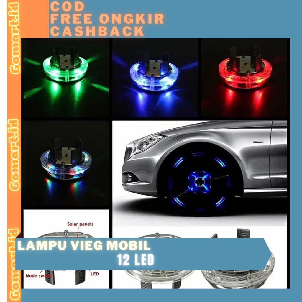 Lampu Vleg Mobil 12 LED Tenaga Surya 4 Mode - Lampu Eksterior Otomotif