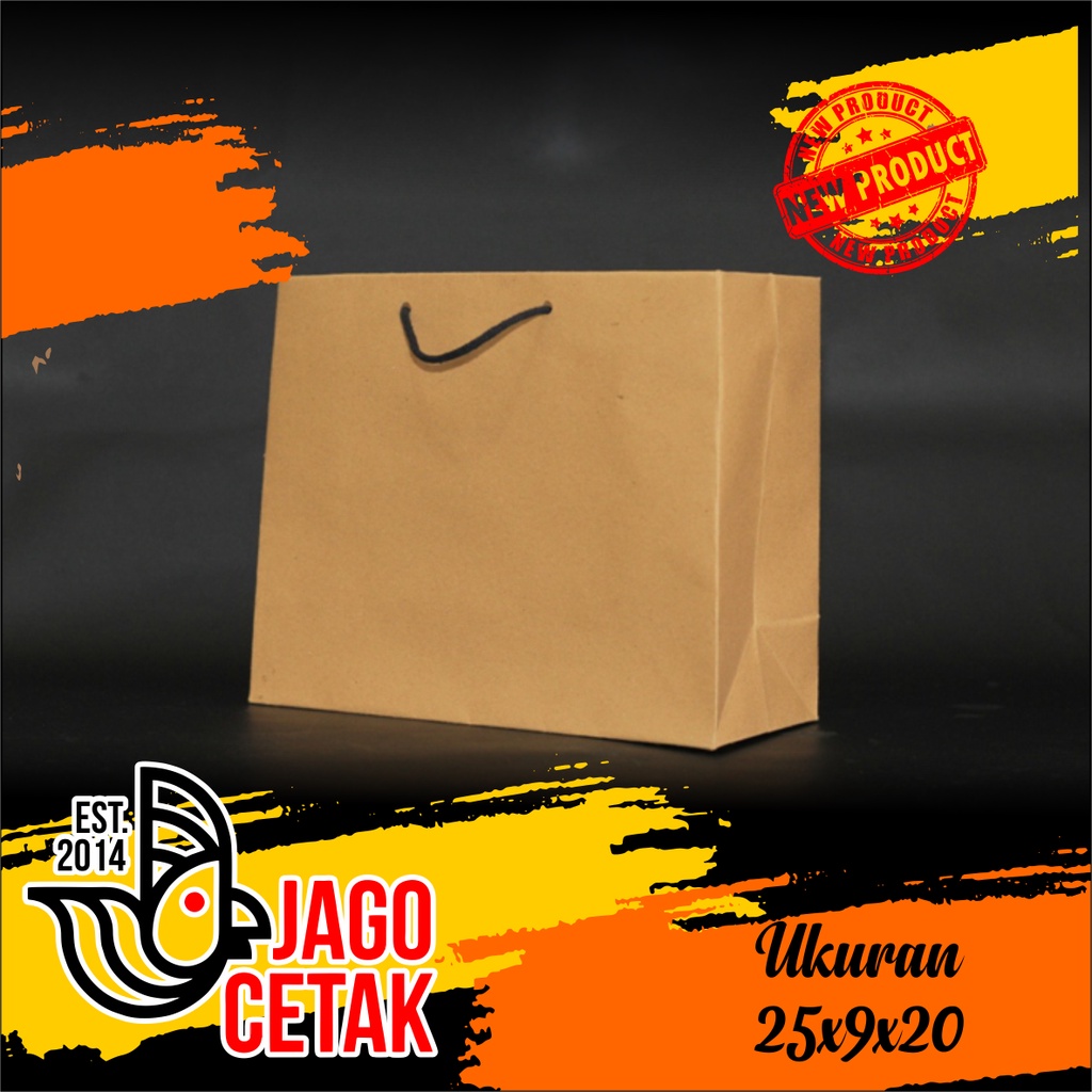 

Paperbag 25x9x20 landscape craft coklat polos, paper bag