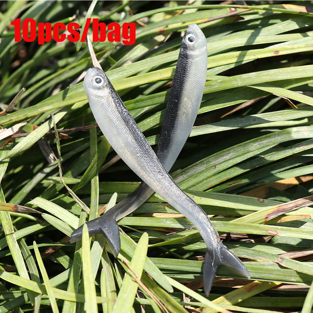 TOP 10PCS Wobblers Maggot Fishing Bait 8cm/2g Jig Head Worms Fish Lure Silver Jigging Silicone Gear Soft Shrimp