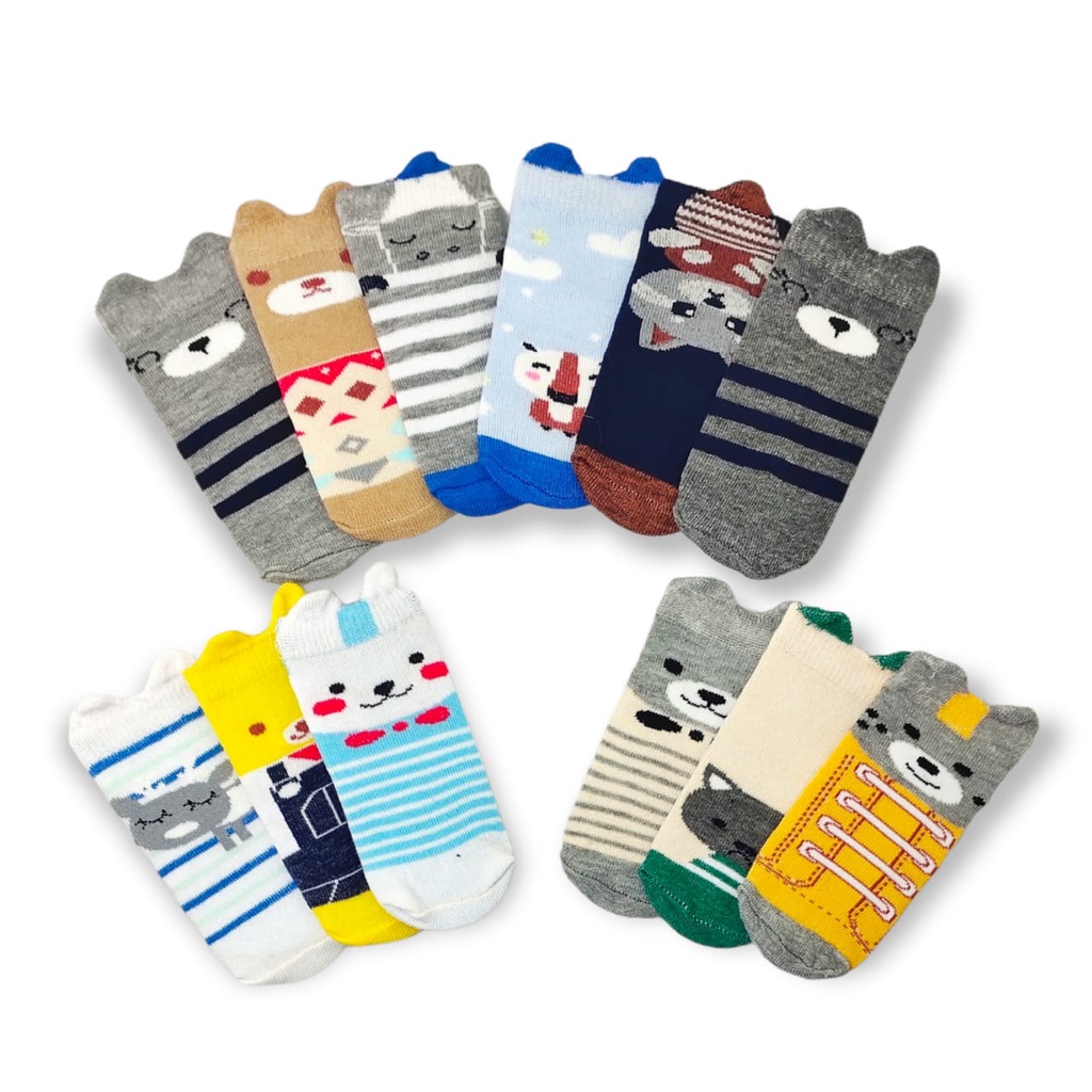 3 Pasang Kaos Kaki Bayi 3D Motif Animal BABY KINGDOM 0-6 Bulan SNI