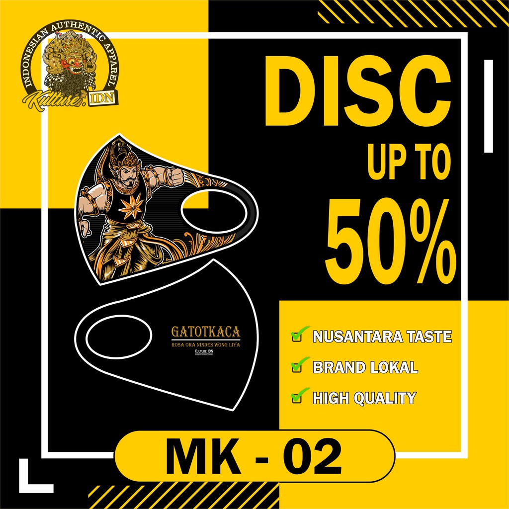 Masker Scuba Budaya Desain gatotkaca / masker motif / masker kekinian / MK - 02