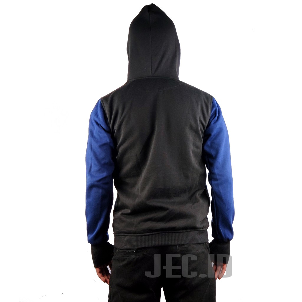 JEC Jaket Hoodie Zipper Combi Hitam Navy Full Premium | Sweater | Switer | Unisex | Fleece