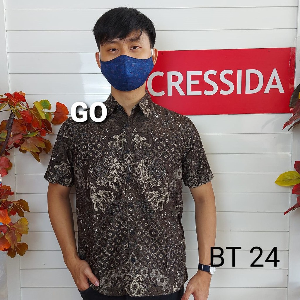 gos CRESSIDA KEMEJA BATIK Pakaian Pria Atasan Kemeja Hem Casual Slimfit Original Lengan Pendek Bagus