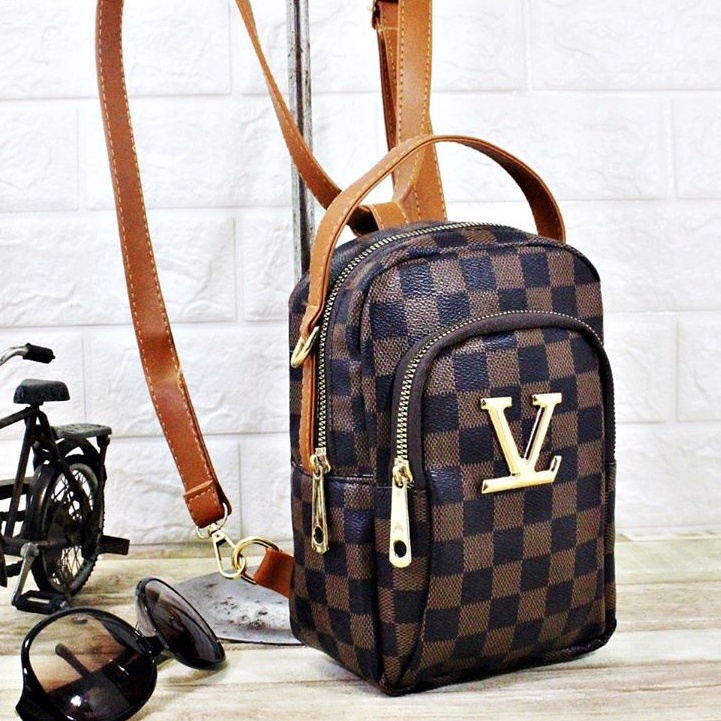 Tas Ransel Mini Lv 3 In 1/Semi Import Super/Bisa Selempang Bisa Gendong/Lv Batam