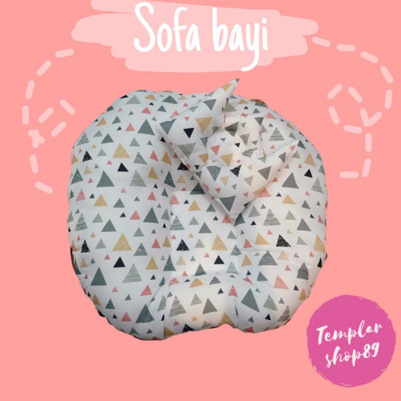 sofa bayi / baby launger free bantal mahkota bayi motip triangle