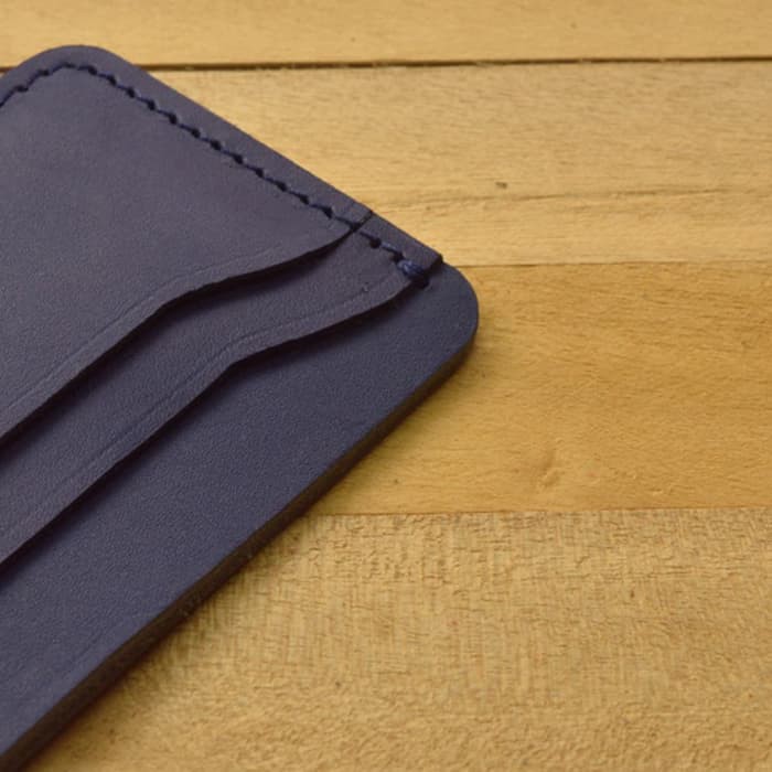 dompet kartu - slim wallet kulit asli warna biru - minimalis wallet