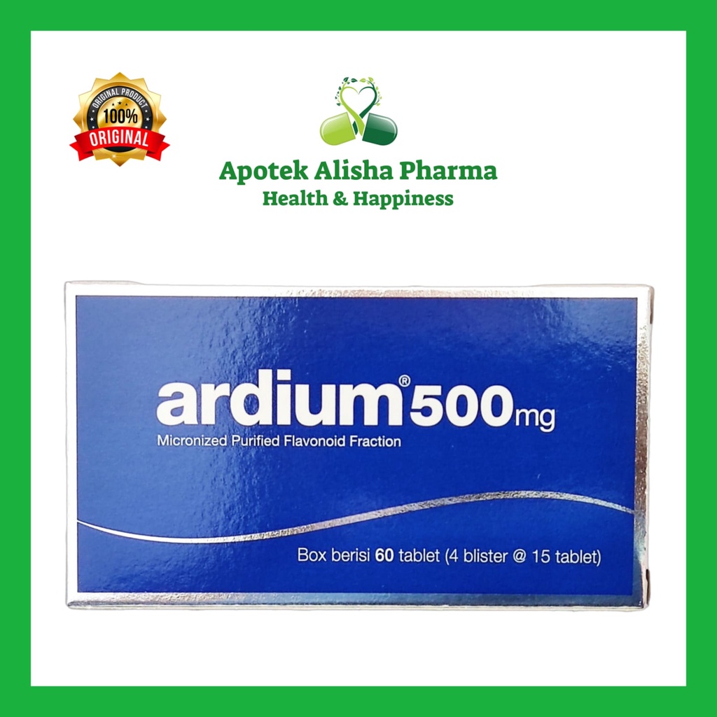 Ardium 500mg Tablet (Strip 15tablet) - Ardium 1000mg Tablet (Strip 10tablet) Obat Wasir / Ambeyen / Ambeien / Hemoroid / Varises