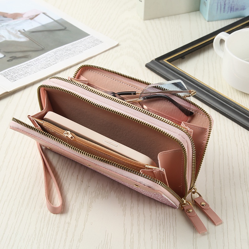 DOMPET PANJANG WANITA PINK VANIER WA583P3 FASHION KOREA IMPORT 2 RESLETING BESAR MUAT HP KARTU KULIT  UANG KOIN BRANDED REMAJA KEKINIAN PREMIUM BATAM