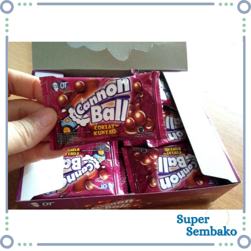 PERMEN COKLAT KUNYAH CANNON BALL 6.3g PER BOX ISI 24 PCS BUNGKUS