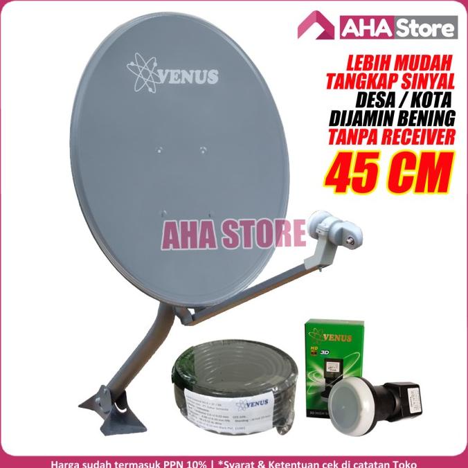 Promo Venus Paket Set Parabola Mini 45 Cm Ninmedia Voa-45 Tanpa Receiver