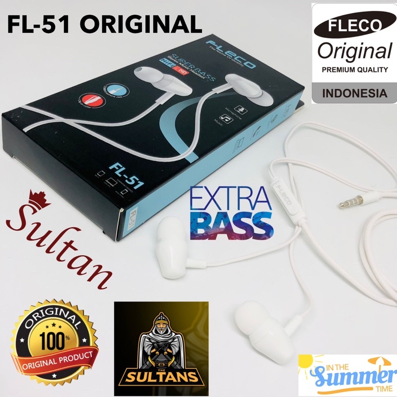 grosir handsfree hf fleco fl51 original super bass hifi earphone