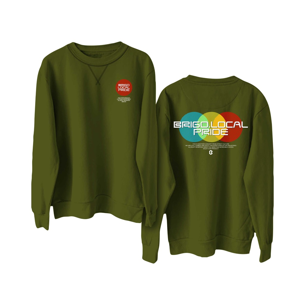 BRIGO Basic Sweatshirt  Three Circle II Sweater Crewneck BRIGO Three Circle Sablon DTF Fleece Cotton II SIZE M-XXL (Pria &amp; Wanita) Free stiker&amp;Gantungan Kunci