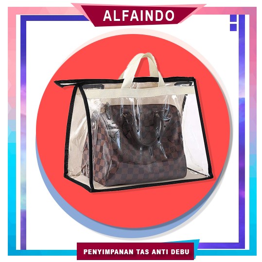 Tempat Penyimpanan Tas Gantung Anti Debu Totebag Transparant Multifungsi HBO002