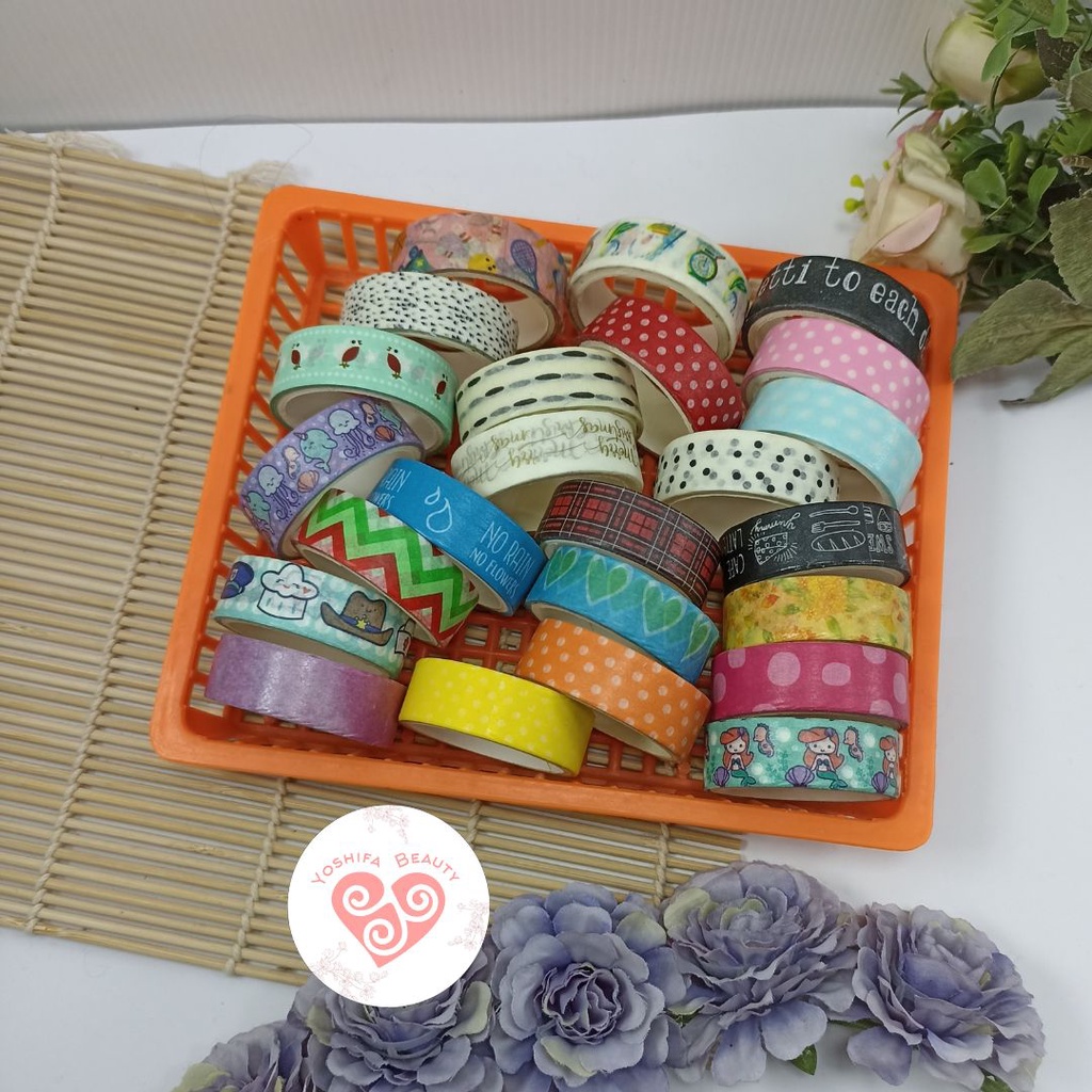 5 Pcs Washi Tape | Selotip Isolasi Washi Tape Lucu | Washi Masking Tape Motif Lucu Random