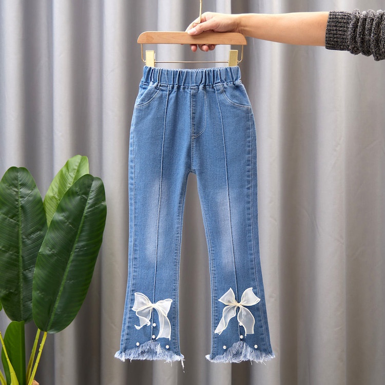 NEW Celana panjang jeans anak perempuan motif pita