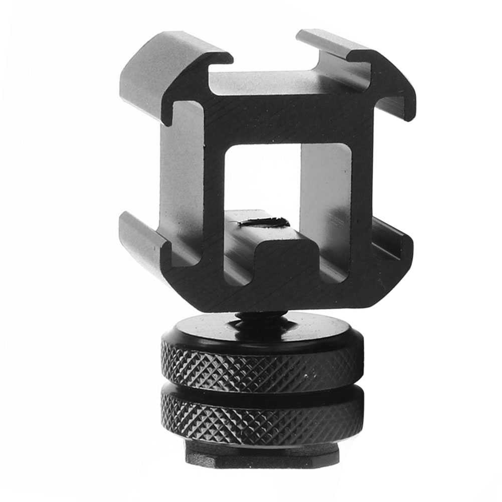 Camera Mount 3 Kepala Flash Mic Lighting Mounting Hot Shoe  Three Head Extend Port