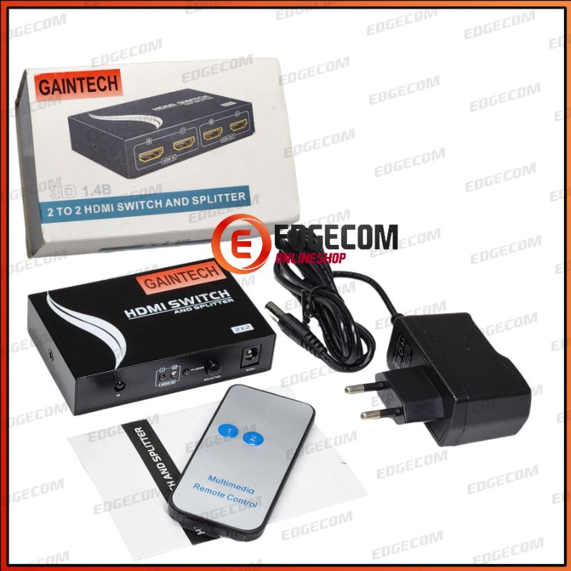 HDMI Switch and Splitter 2x2 / 2in to 2out 1080P with Remote GAINTECH