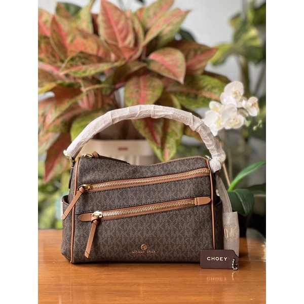 MK Lorimer Medium Satchel Sign Brown Acorn
