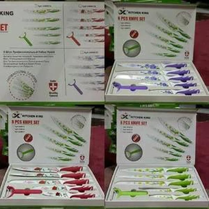 kitchen king knive set keramik isi 6 anti bacteria