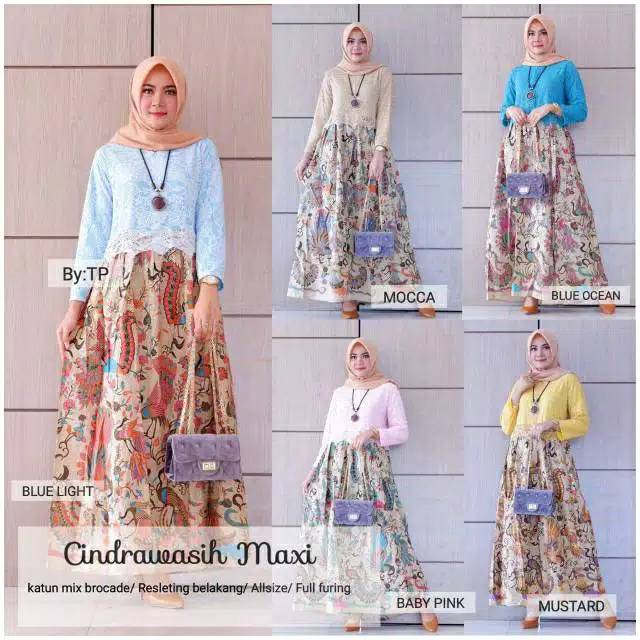 Gamis Cendrawasih Maxi Brokat Busui Resleting Depan