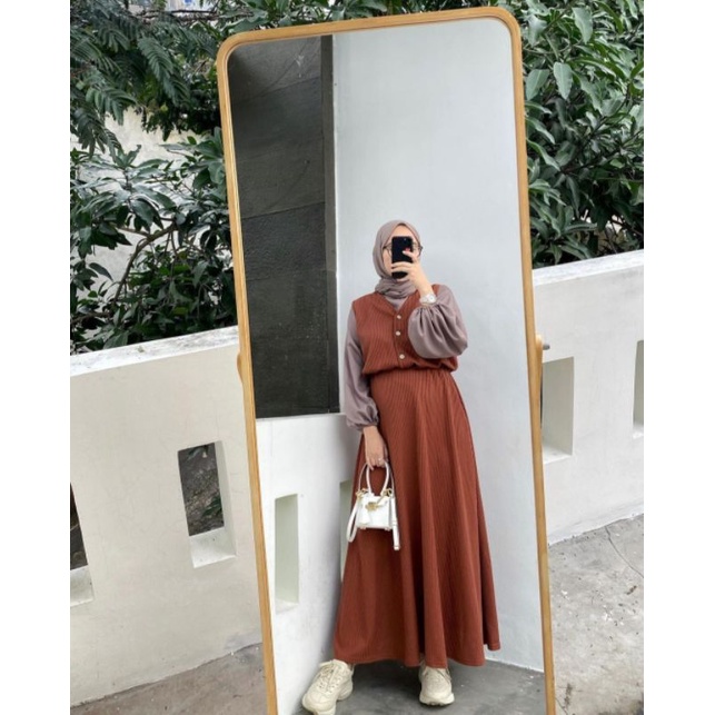 Waffle Cella Overall by Outfix [TERACOTTA]