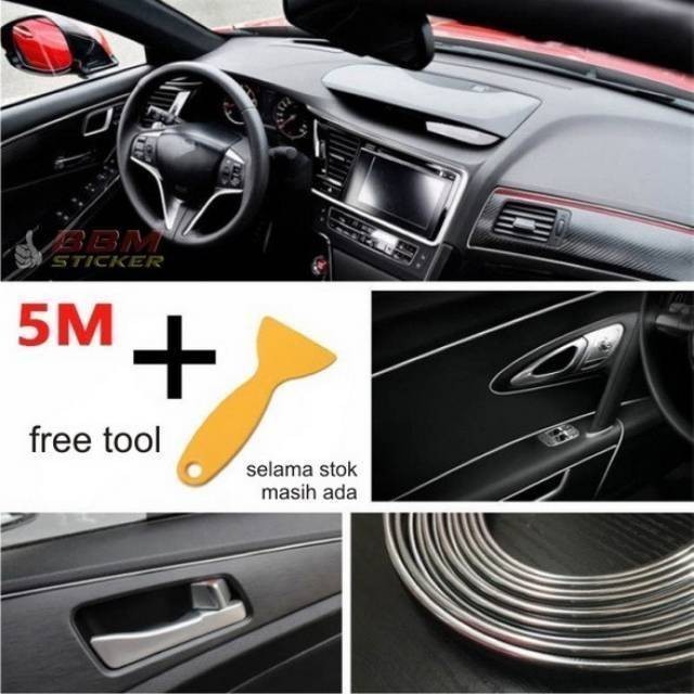 List Dashboard Trim Mobil Interior Dekorasi Lis 5 Meter Bonus Rakel