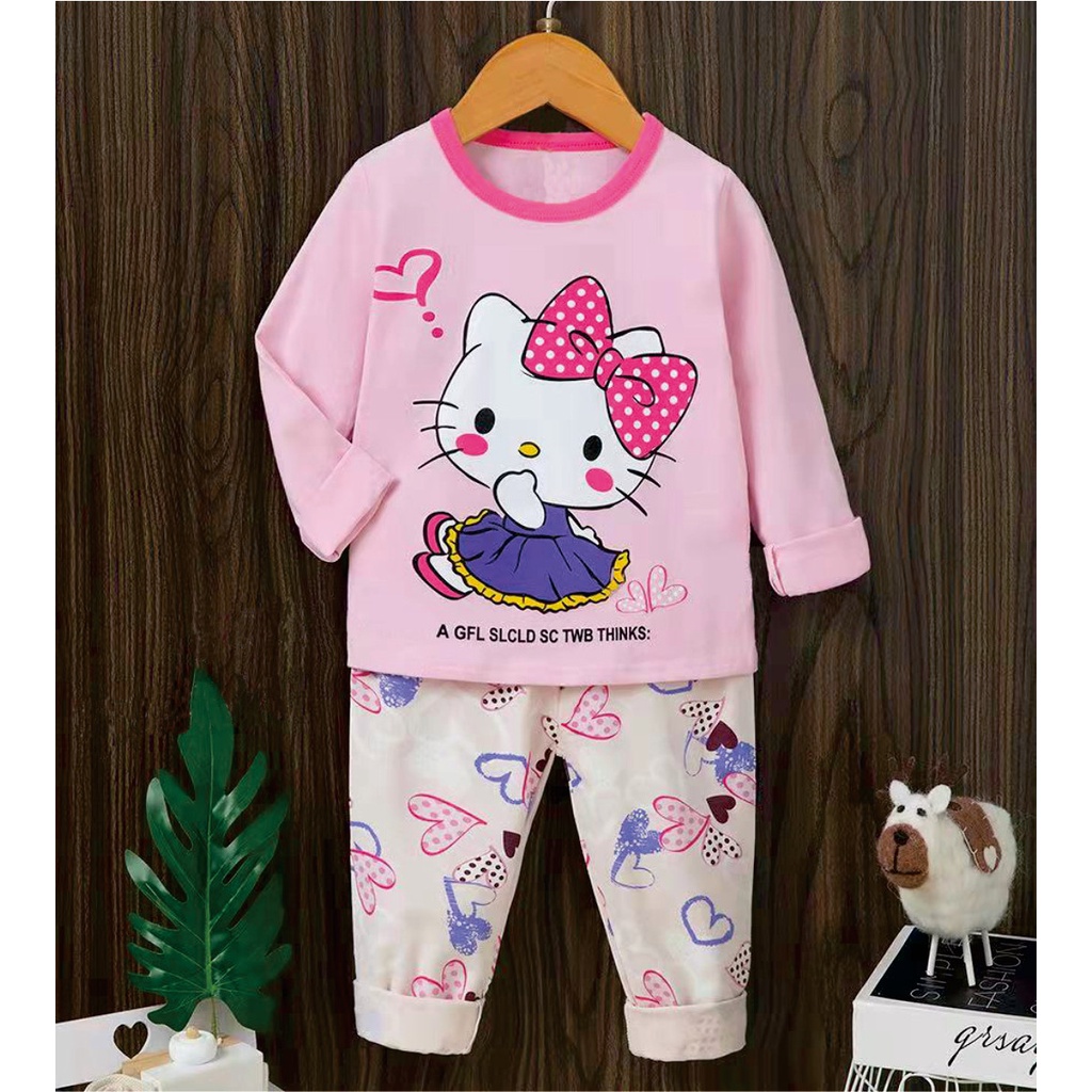 Amore Hello Kitty PP (Harga 1 Seri Dapat 3 Stel Baju & Celana) Grosir Toko Moon Moon Setelan Anak