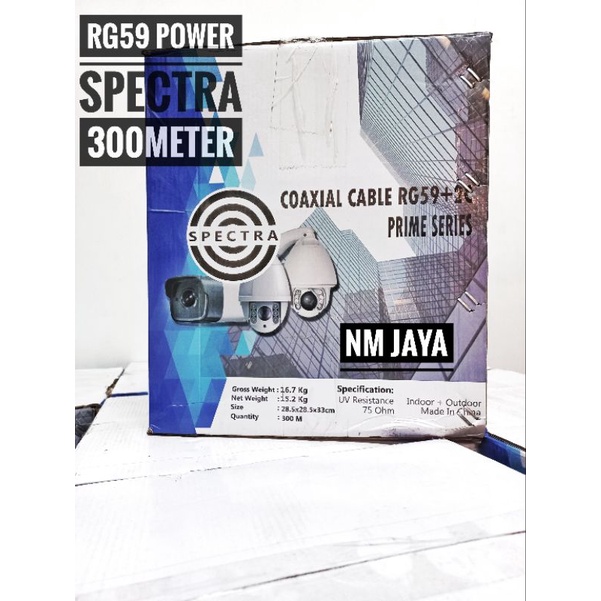 Kabel RG59 plus Power CCTV 300 meter merk Spectra 2C Prime Series 75ohm UV Resistance Indoor Outdoor