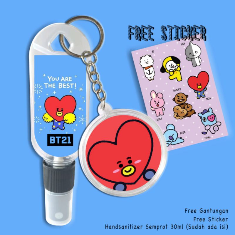 HAND SANITIZER BTS/HAND SANITIZER BT21 FREE GANTUNGAN+FREE STICKER