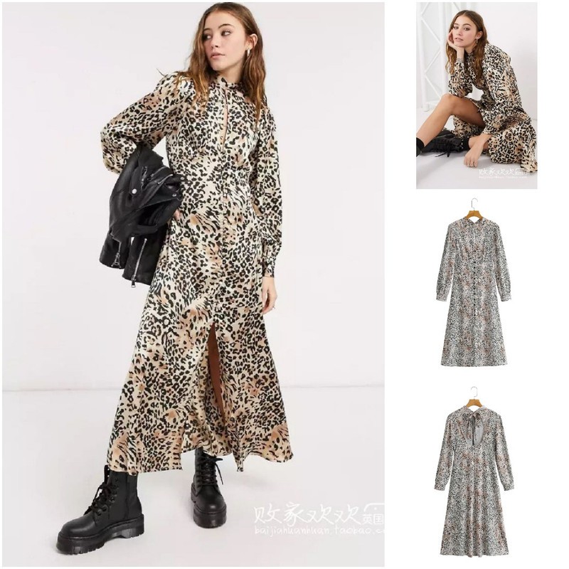 59802 Leopard Sexy Back Dress / Dress Pesta Panjang Cokelat Sexy