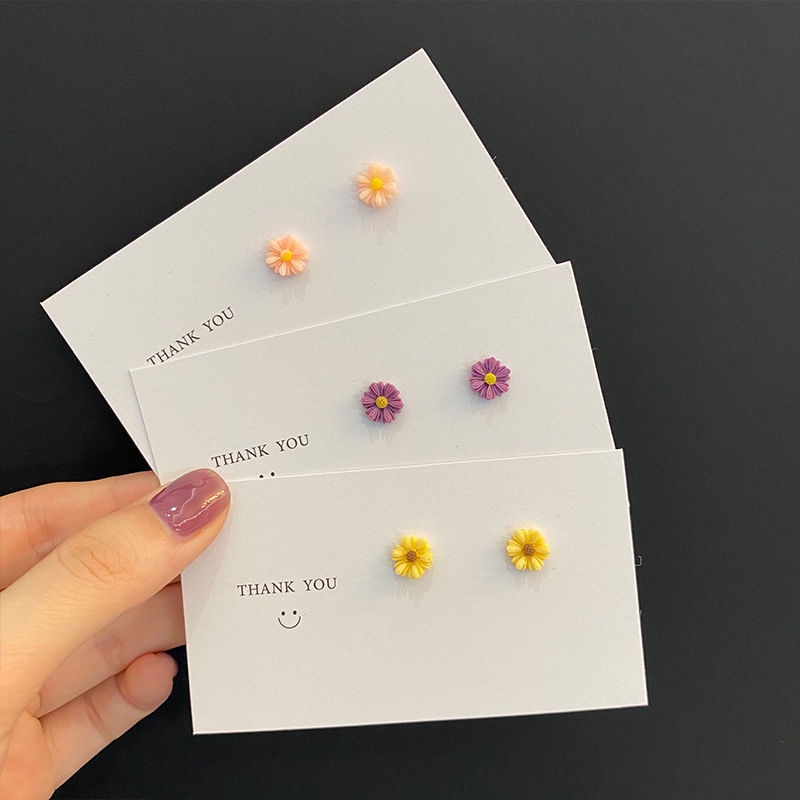S2 jarum perak little Daisy stud anting-anting bunga matahari mini lucu menyegarkan all-match sederh