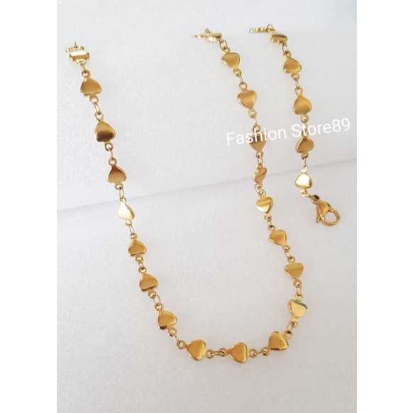 Kalung Fashion Motif Love Titanium Gold Import L8