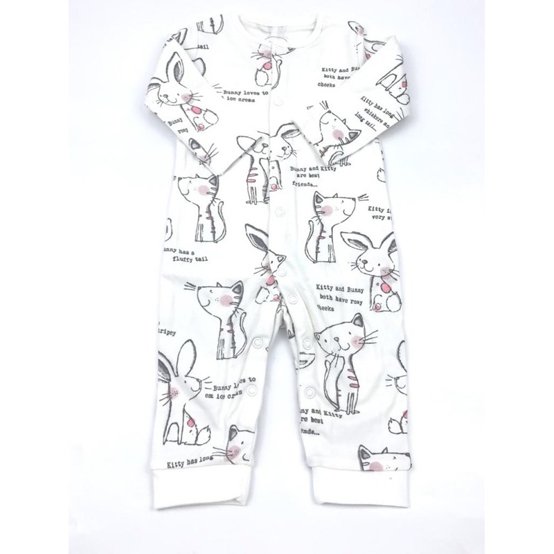 BABY K2 - Sleepsuit buka kaki isi 3 pcs motif cat pink