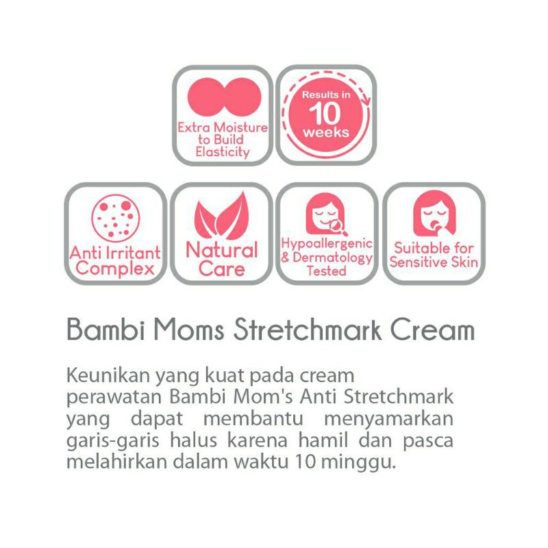Bambi Baby Mom's Stretchmark Cream 100ml - krim stretch mark ibu hamil | krim ibu hamil