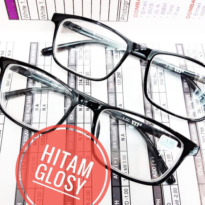 kacamata minus kotak kecil simple/lensa minus/frame kacamata /kacamata - Hitam