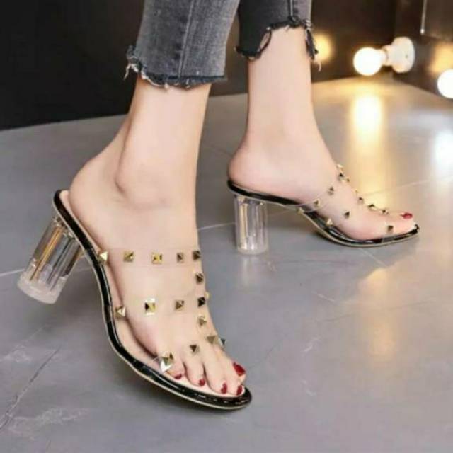 Bisa COD / Bisa Bayar Di Tempat/ Fashion Heels Kristal Tumit Import