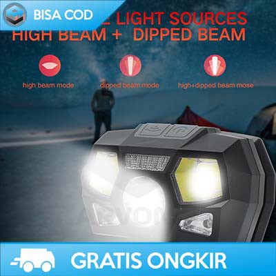 SENTER HEADLAMP CHARGER LED OUTDOOR TAFFLED XPE+COB 10000 LUMENS MURAH